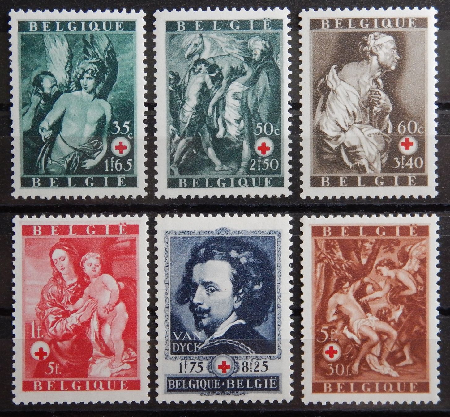 Tutti i francobolli: Belgien Kat. 658-663 ** 1944 – Usato da Zürich venduto da Muehlekauf