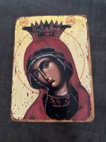 Religiöses Bild Maria mit Kind auf Holz bemalt