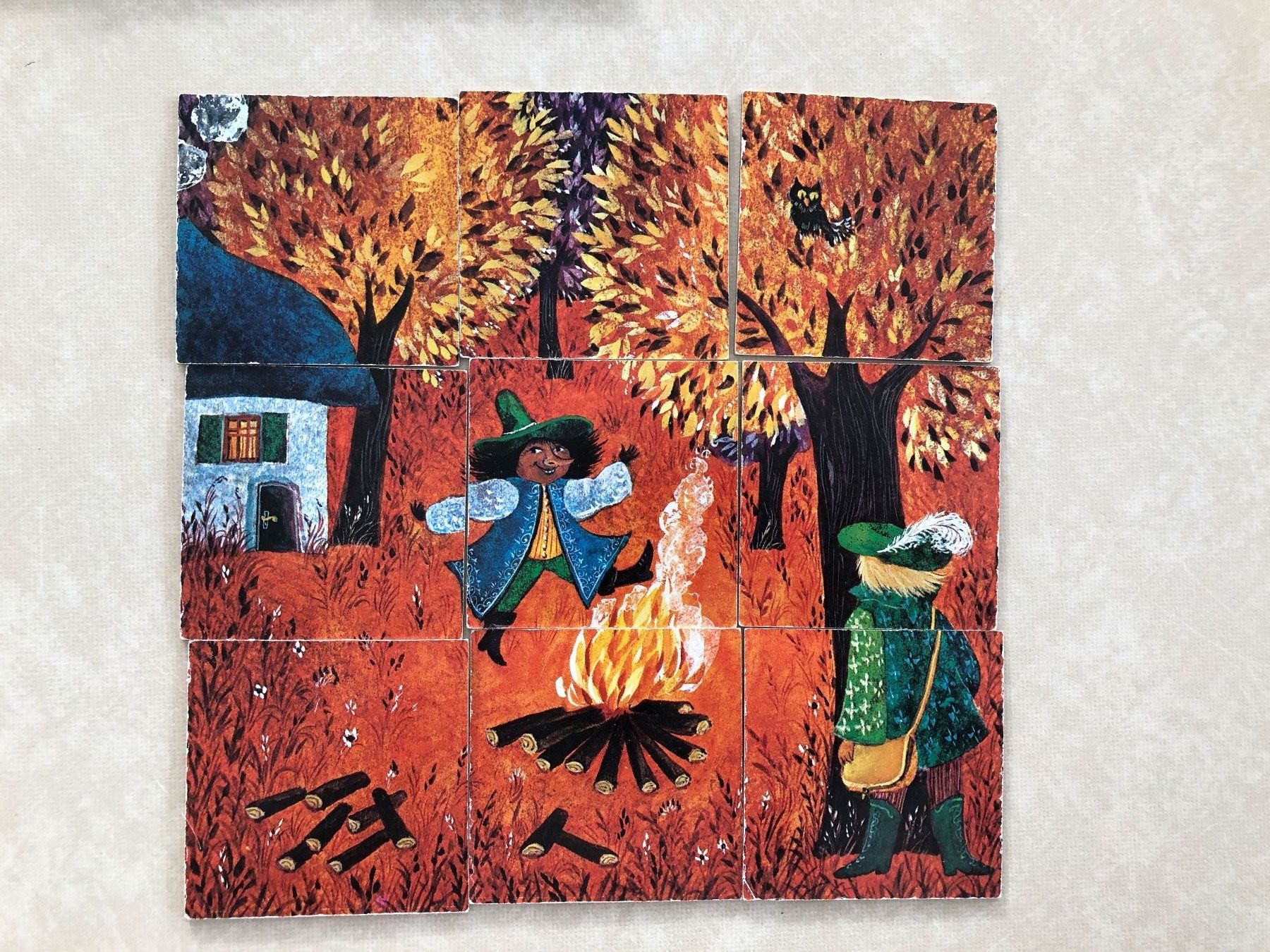 Spiele: Kärtchen auf Karten, mit gl. Sujet+Farbe, Puzzles Rückseite – Gebraucht aus Balzers von Bastlerherz 5