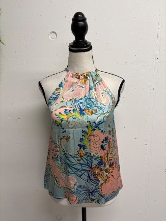 Joyce&Girls Neckholder Top aus Seide Gr. S blau rosa bunt