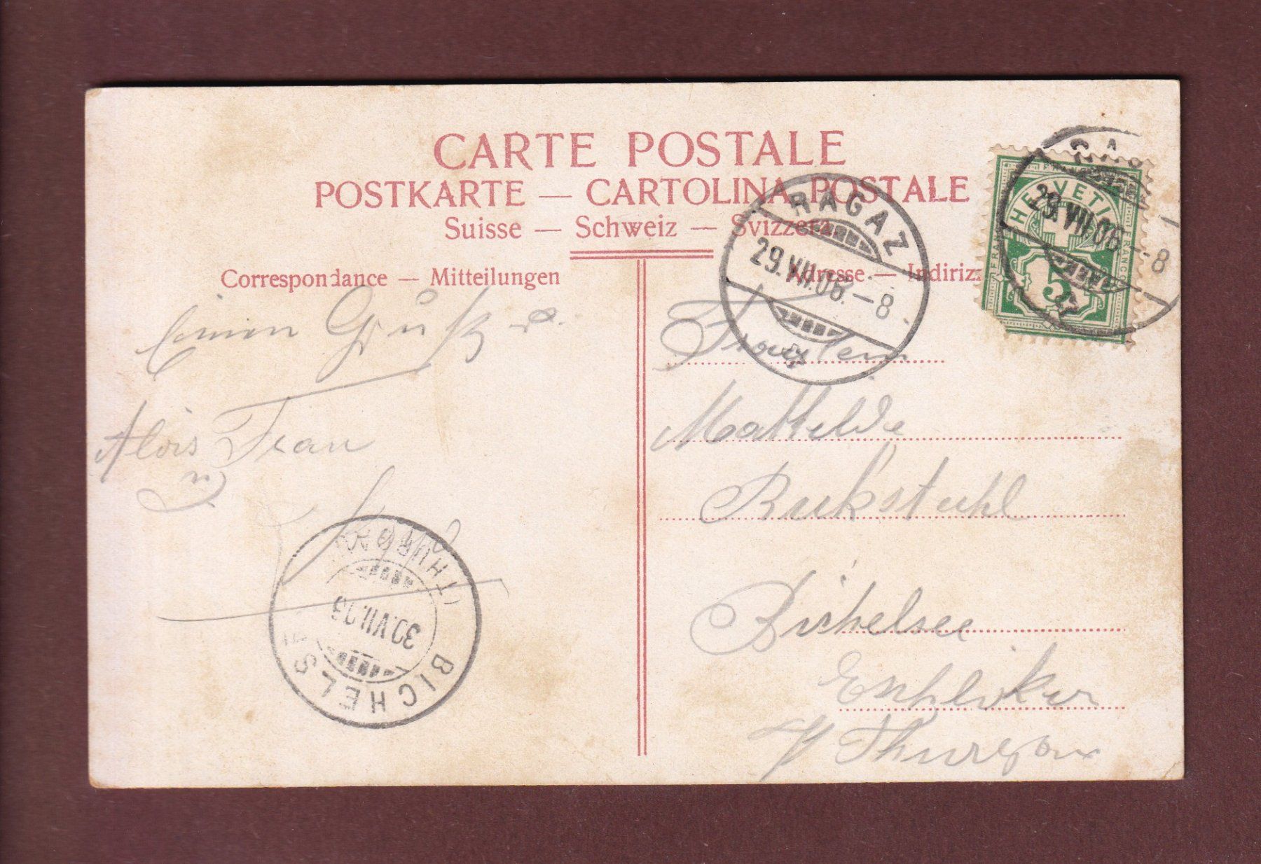 Ansichtskarten: TAMINAFALL bei Ragaz - 1906 – Gebraucht aus Pully von nicecards-shop 1