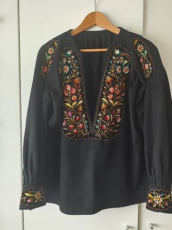 Original Nidwaldner Hirthemd schwarz / Trachten Bluse