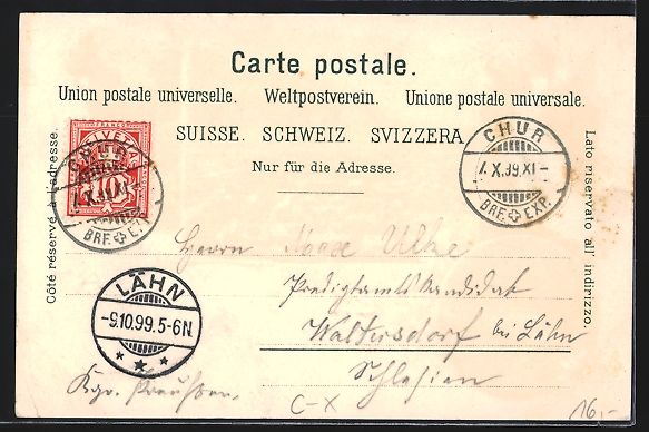 Cartoline postali: Litho Chur, Rabiusa-Schlucht, Bad Passug – Usato da Berlin venduto da bartko-reher 1
