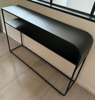 Console noire 2 étagères métal design 120cm bon état