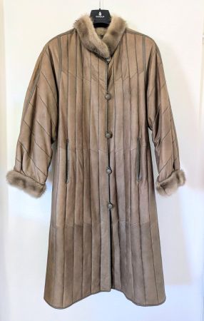 Damen-Mantel aus Leder und Nerz, Gr. 36/38