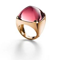 Bague BACCARAT-Paris „Médicis“ GM Cristal rouge+ArgentPlaqué