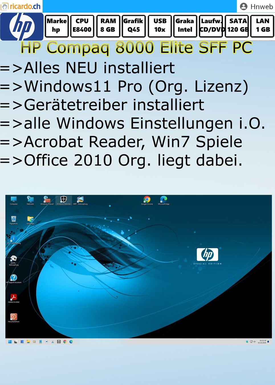Hewlett Packard PCs: PC HP Compaq 8000 Elite SFF PC – D'occasion à Kaisten par Hnweb 6
