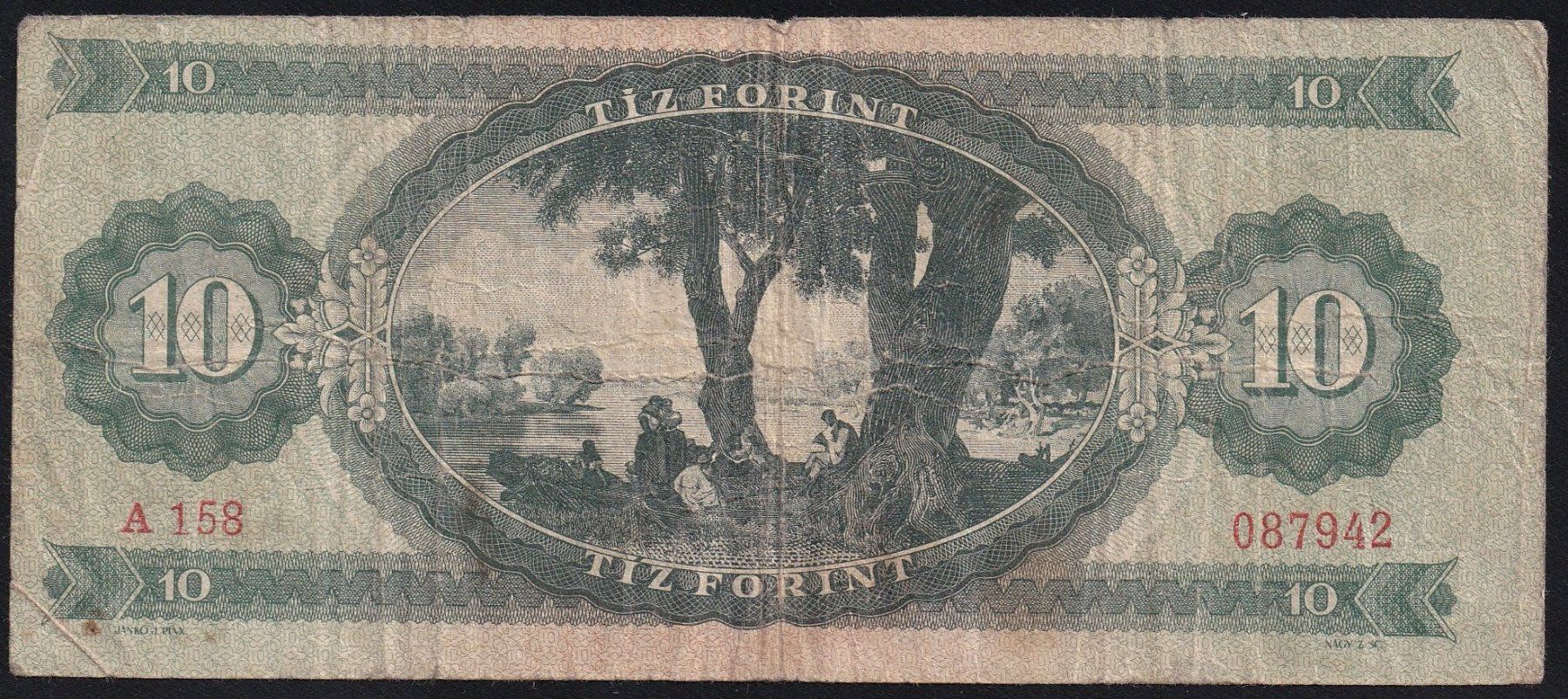 Banknoten: Ungarn 10 Forint 1949 – Gebraucht aus Brugg AG von banknoten_muesli 1