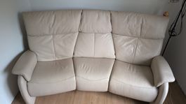 3er Ledersofa mit Tischli