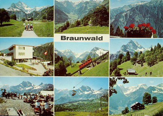 Cartoline postali: BRAUNWALD Braunwaldbahn - Sessellift – Usato da Jona venduto da philajona