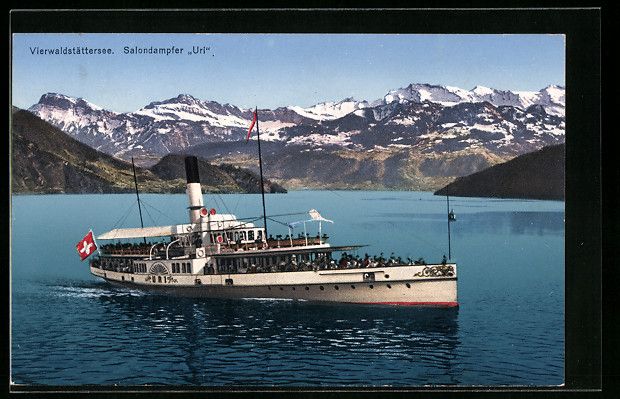 Cartoline postali: Vierwaldstättersee, Binnenschiff Salond – Usato da Berlin venduto da bartko-reher