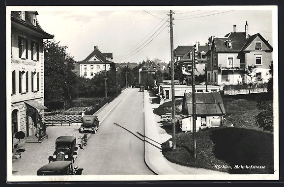 Cartoline postali: Wohlen /AG, Bahnhofstrasse mit Restauran – Usato da Berlin venduto da bartko-reher
