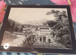Gravure Ancienne Suisse, Paysage de hôtel Weissenburg