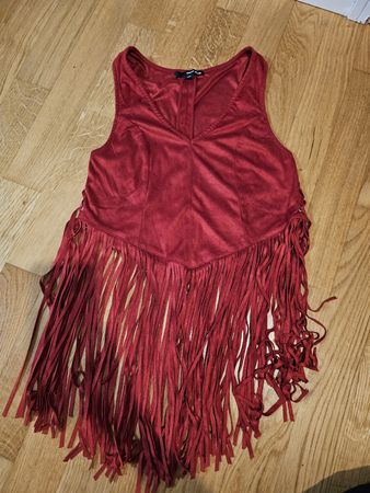 Rotes Fransen Top mit Schnürung, Grösse xxs, Festival/Sommer