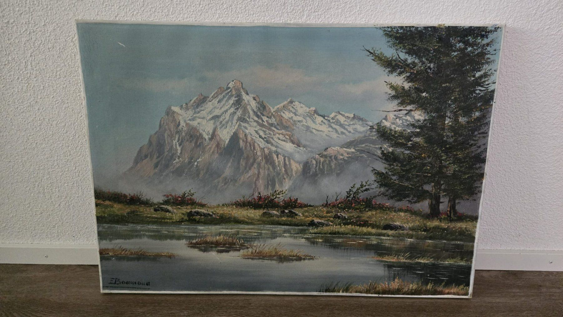 Dipinti: Gemälde Berglandschaft signiert E. Bomhoure, 47cmx67cm – Usato da Kriens venduto da Buli1997