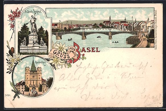 Cartes postales: Litho Basel, Teilansicht, St. Jacobs Den – D'occasion à Berlin par bartko-reher