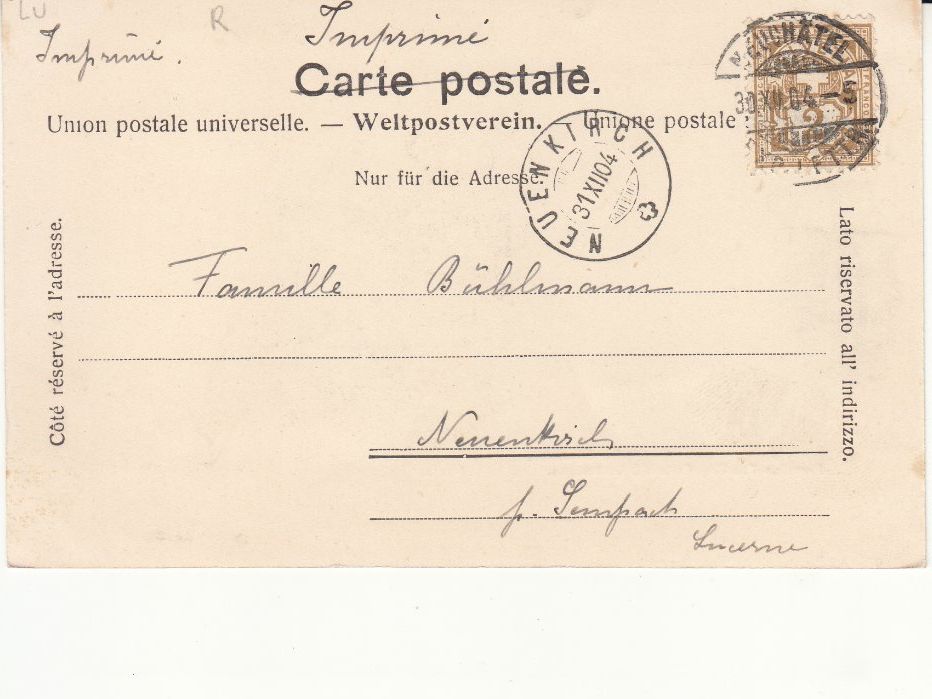 Cartoline postali: Neuchâtel La Clematite 1904 – Usato da Bürglen TG venduto da StampGraf 1