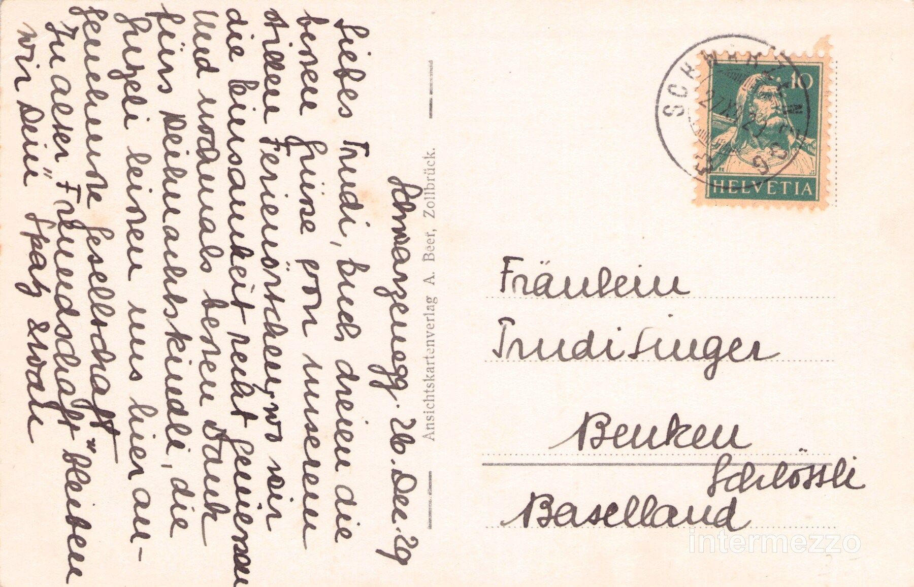 Cartoline postali: Schwarzenegg BE // 1923 Luftbild – Usato da Basel venduto da intermezzo12 1