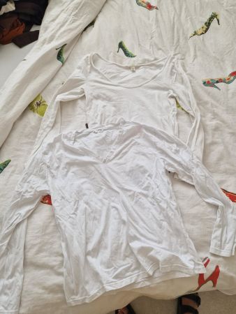 2x Damen Langarmshirt weiss Gr. M und L