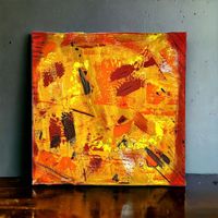 Abstraktes Acrylgemälde „Feuerklang“ 30x30cm Original