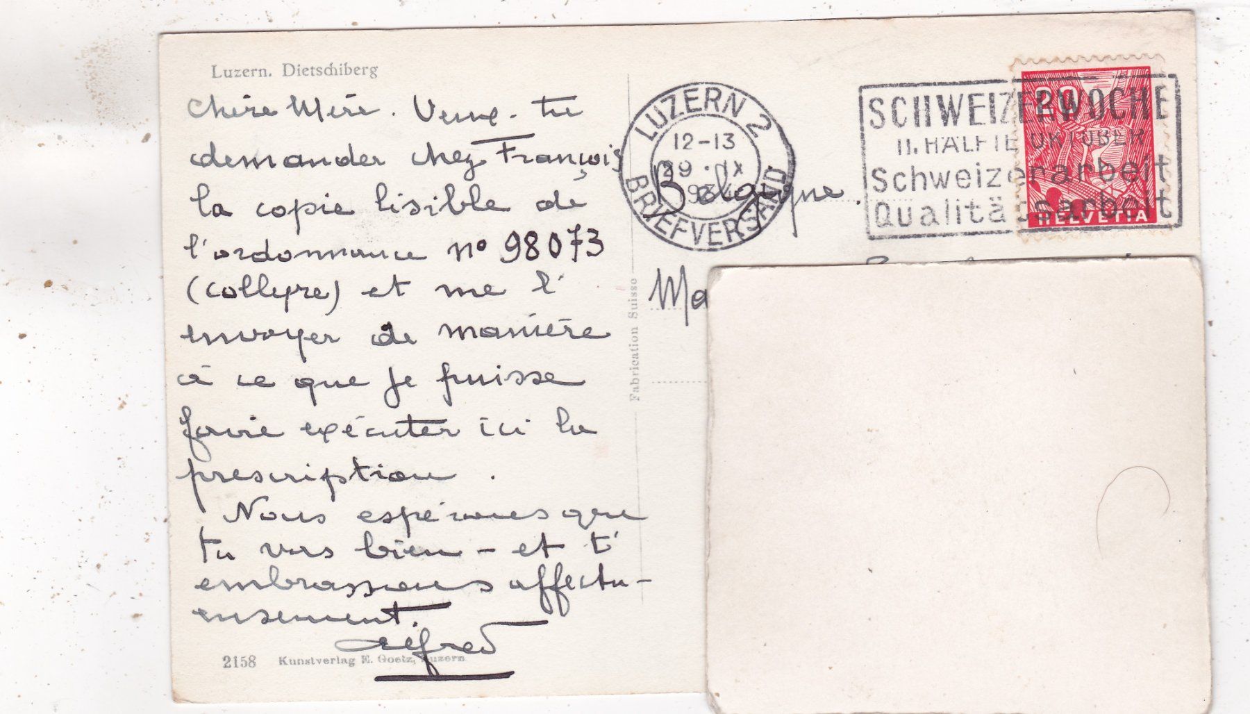 Cartes postales: Luzern Dietschiberg 1934 – D'occasion à Herisau par Lisegrat2008 1