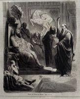 Holzstich 1862 - Moses und Aaron vor Pharao