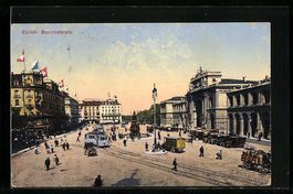 Zürich, Bahnhofplatz mit Hotel Habis un