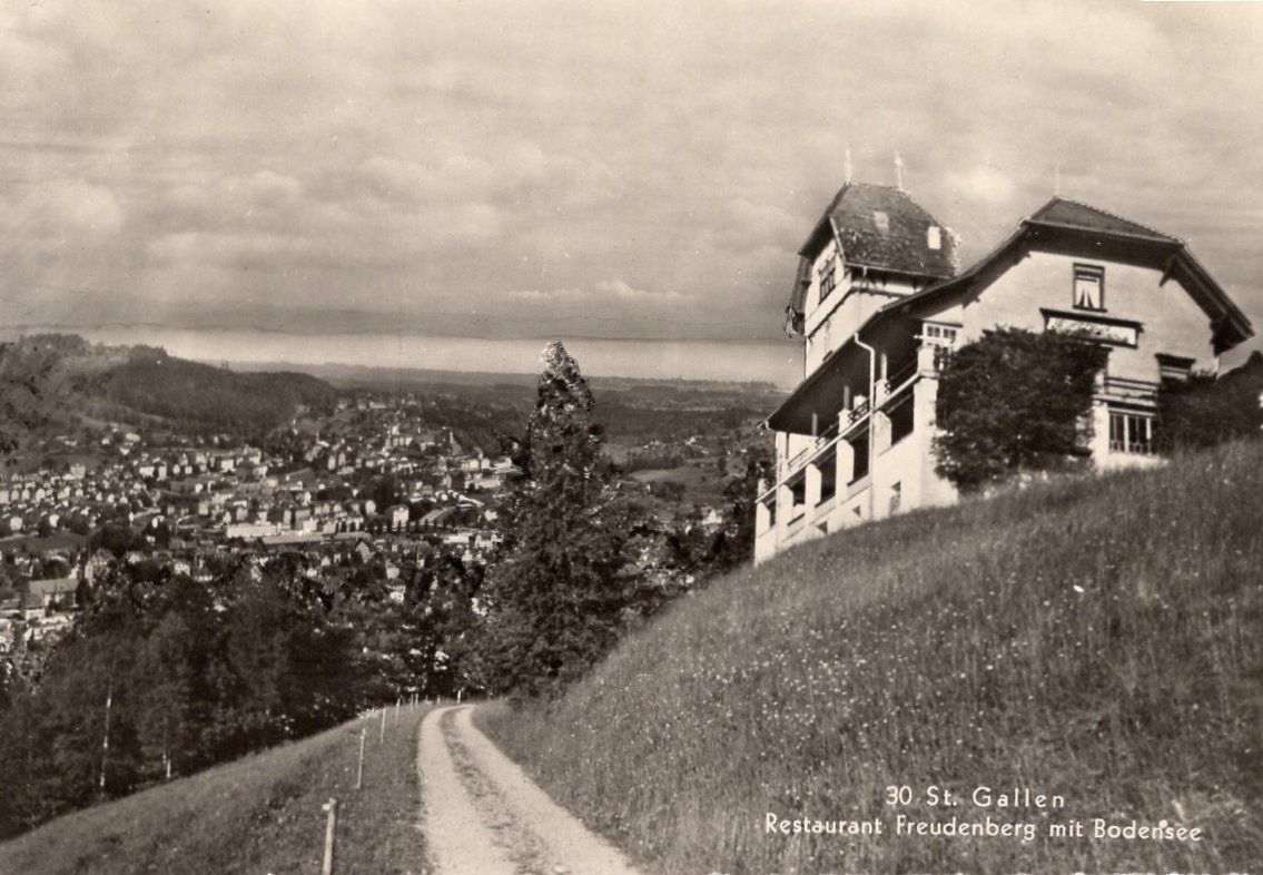 Cartoline postali: St. Gallen Restaurant Freudenberg vor 1956 – Usato da St. Gallen venduto da Epu
