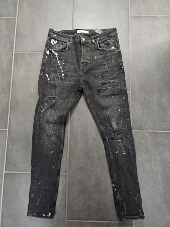 Zara Jeans Gr. 42, Schwarz, coole Farbspritzer 🎨 Gr. 42