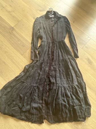 Vintage MC Saint Barth Maxikleid in Schwarz Leinen 