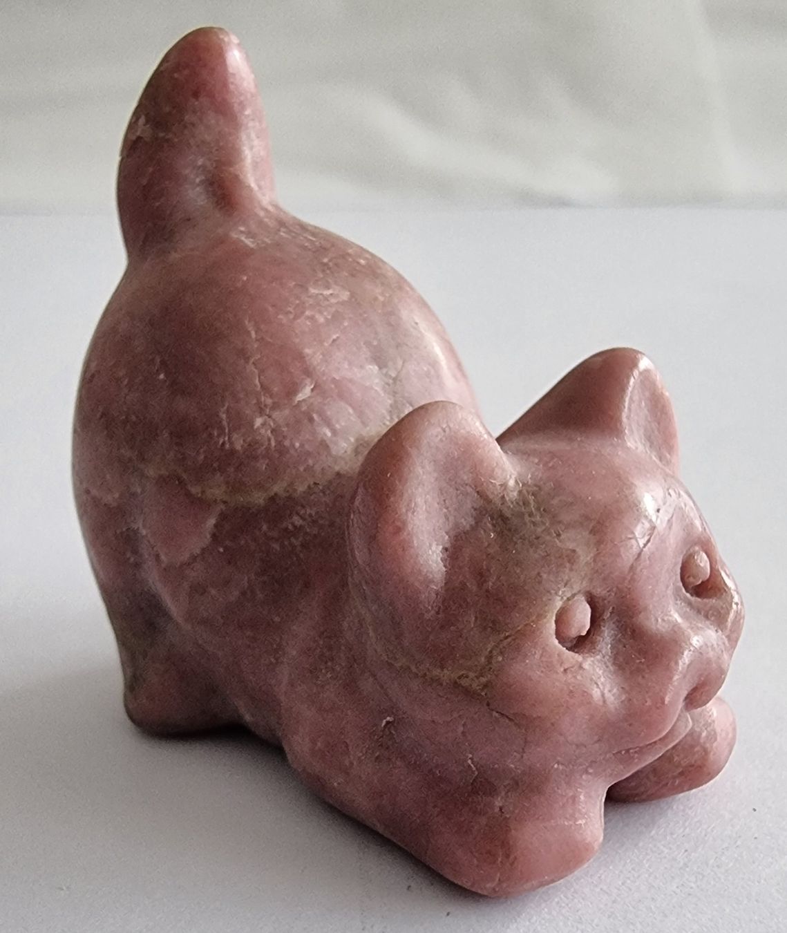 Statuette: Rhodonit Katze Statue / Figur – Nuovo e nell'imballaggio originale da Menziken venduto da Mirager 1