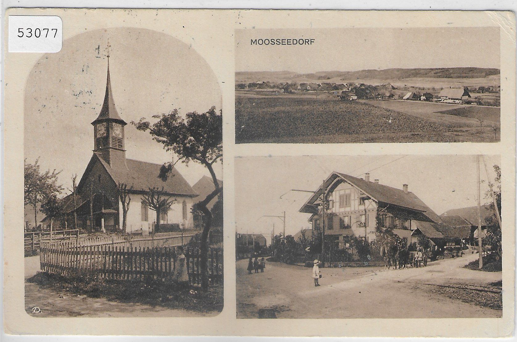 Cartoline postali: Moosseedorf - Kirche, Total, Dorfpartie – Usato da Ettingen venduto da Kartenplanet