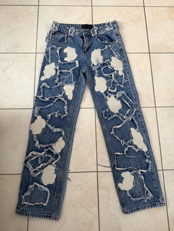 Racer Worldwide Definitive Patch Jeans Blue Size 30 Unisex
