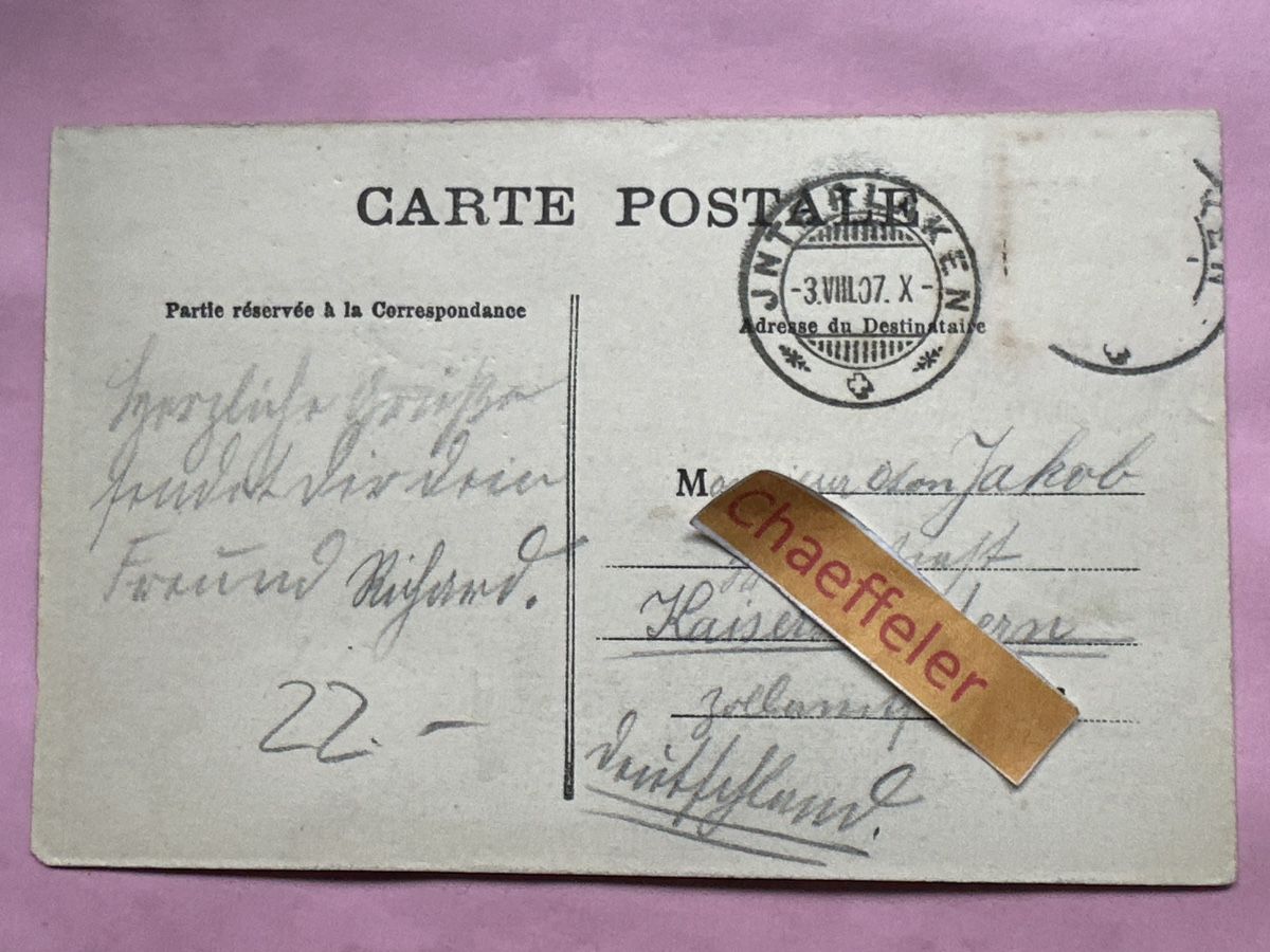 Cartes postales: 1907 Interlaken - Bahnhofstraße  – D'occasion à Zürich par Chaeffeler 1