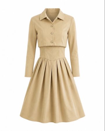 Beiges Cocktailkleid mit Bolero