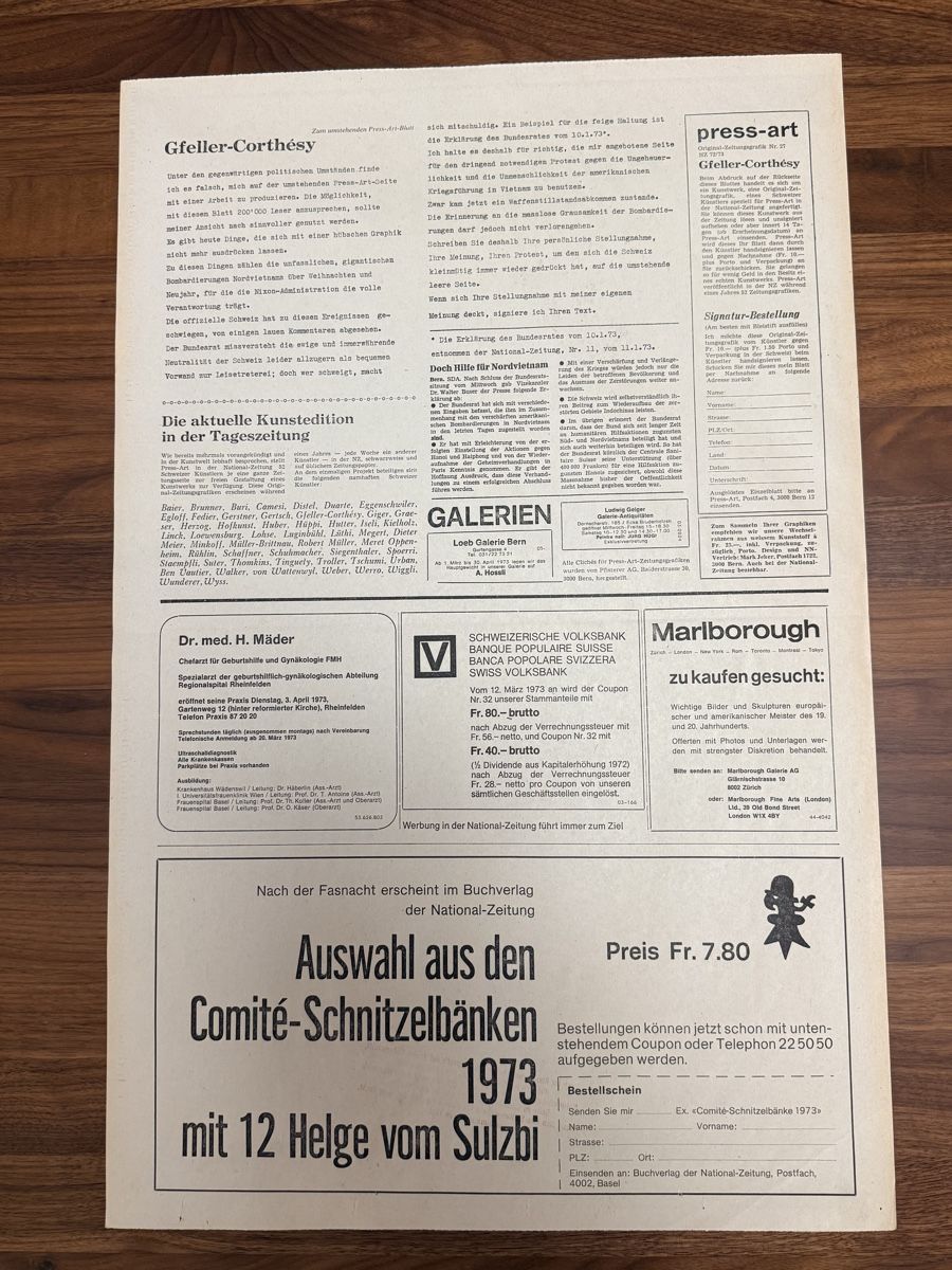 Grafica & Litografie: Gfeller-Corthésy Offsetdruck handsigniert – Usato da Solothurn venduto da NUVICO 2