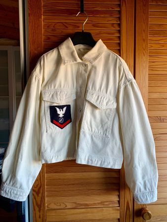 Jeansjacke 38/ gelb /La Redoute / original USA Navy Emblem