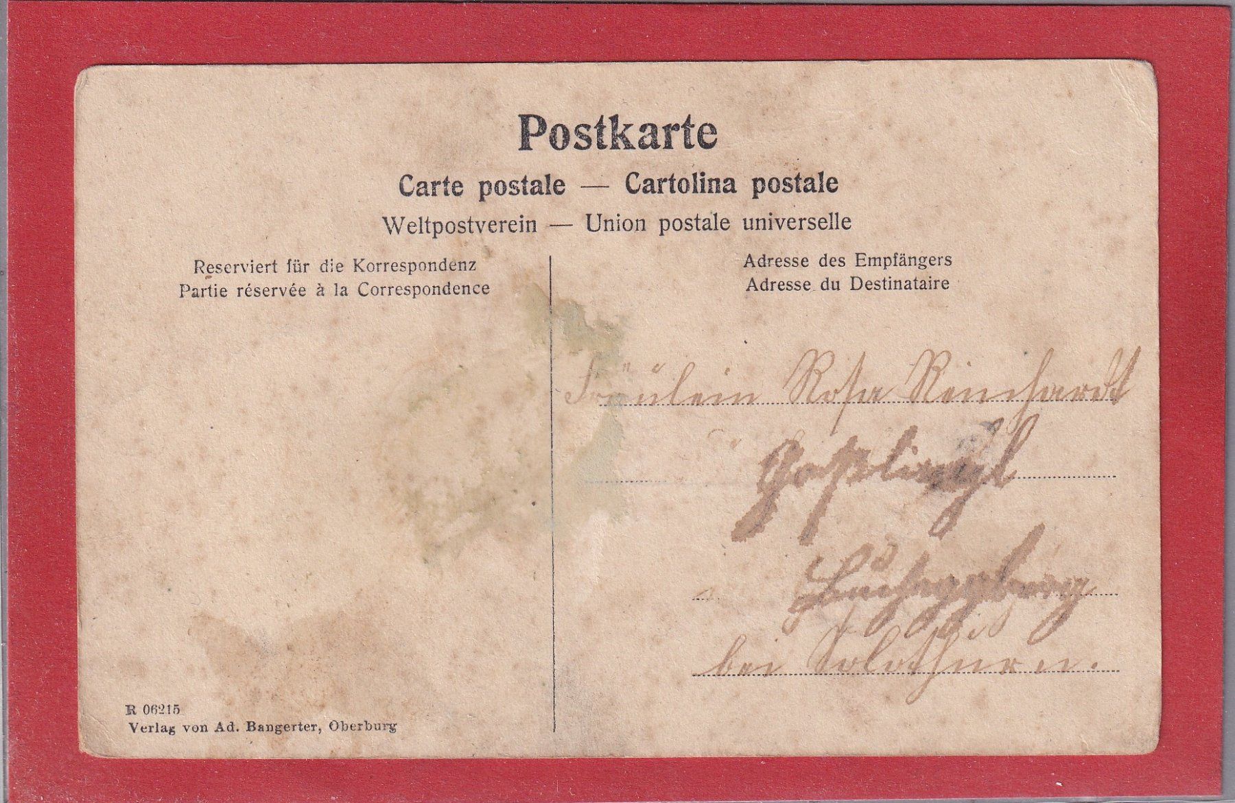 Cartoline postali: Gruss aus Mühleweg - 1910 – Usato da Orvin venduto da Pyaeschli 1