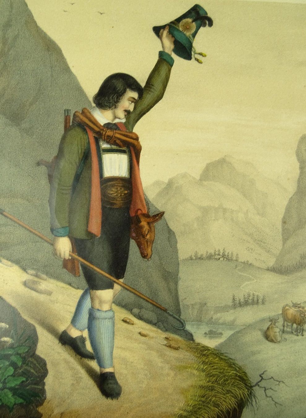 Grafica & Litografie: GEMSENJÄGER LITHOGRAPHIE UM 1860 – Usato da Grüningen venduto da Kartensammler 1
