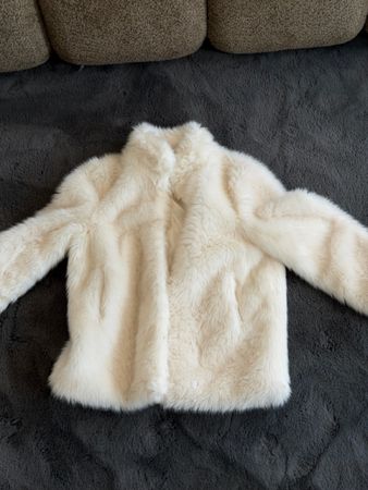 Damen Kunstfell Jacke Creme Groesse M