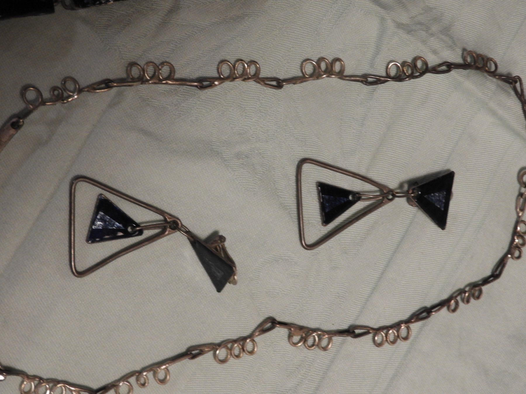 Sonstiger Schmuck: HALSKETTE +OHRENCLIPS +ARMBAND, EMAILLIERT 1970 ca – Gebraucht aus Ettingen von troll-mutter 3