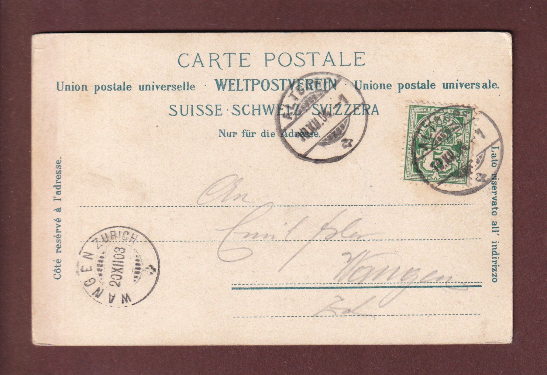 Cartoline postali: ALTDORF - Hauptplatz - 1904 – Usato da Pully venduto da nicecards 1
