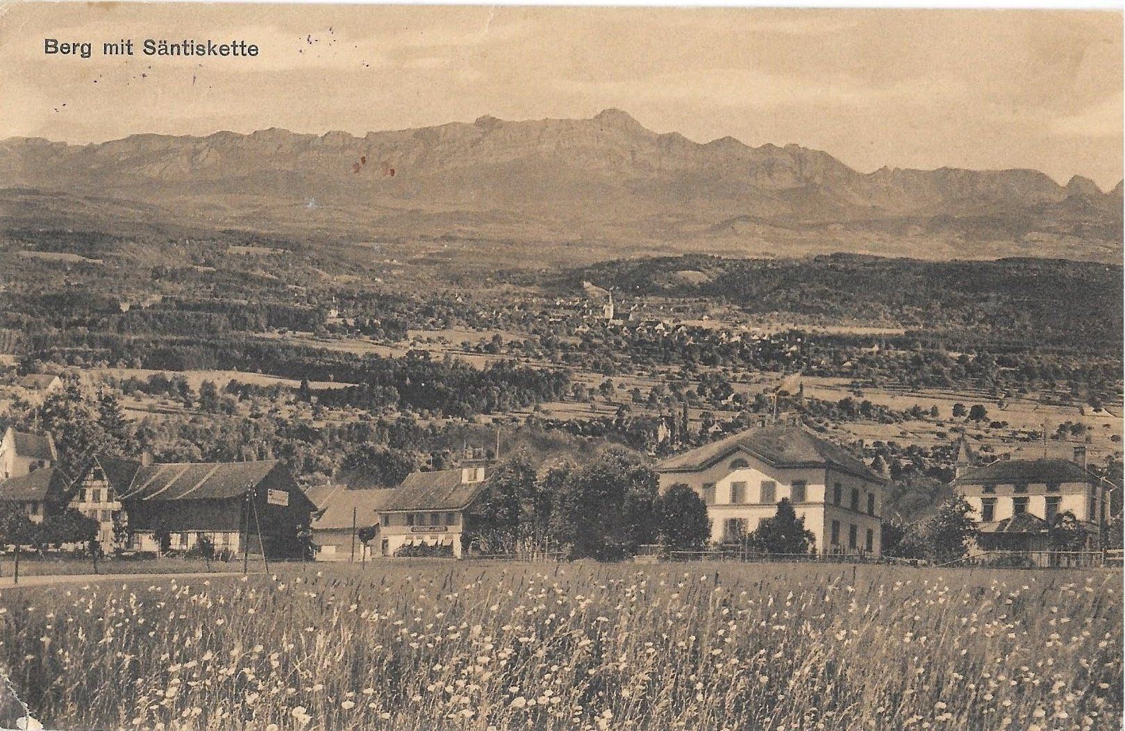 Ansichtskarten: Berg Teilansicht mit Säntiskette Feldpoststempel – Gebraucht aus Olten von clotaldi