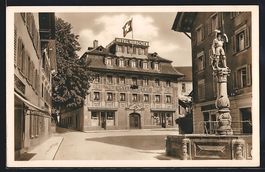 Zug, Strassenpartie mit Hotel Hirschen, 