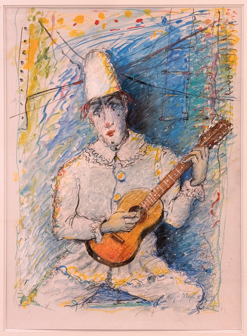 Dipinti: Roger Mayer "Pierrot mit Gitarre" Unikat – Usato da Oberwil BL venduto da Urspi1