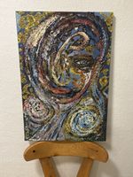 Ölgemälde "Kopf-Welt-Bild" von Freddy Gerber 85, 73x59cm