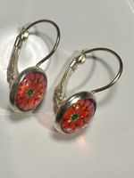 Selbstgemachte Cabochon Ohrstecker mit Blumenmuster
