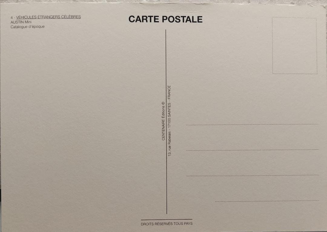Cartes postales: AUSTIN MINI - Catalogue d'époque – Neuf (Voir description) à Delémont par Domdom1 1