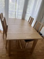 Esszimmertisch ausziehbar mit 6 Stühlen, helles Holz, top!