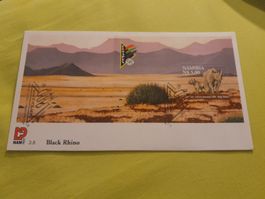 Rare! Enveloppe illustrée Namibie avec timbre Rhinocéros